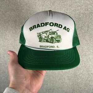 Vintage green and white dump truck tractor mesh SnapBack hat cap Youngan